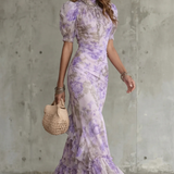 VESTIDO MAXI CON SILUETA FLORAL ROMÁNTICA