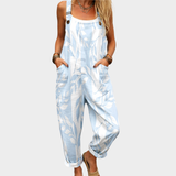 Paula | Mono Estampado de Tirantes Azul Claro Cómodo