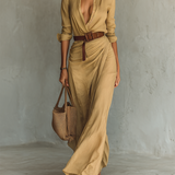 Isabel | Maxivestido con cuello de solapa y manga larga