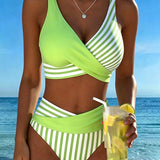 Bikini Cruzado Rayado Impreso