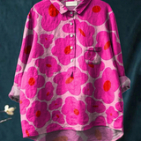 Alicia | Camisa Casual de Mujer con Patrón Floral Rosa Vibrante