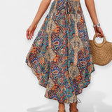 Lucie - Falda midi floral de cintura alta