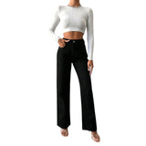 JEANS DE CINTURA ALTA CON PIERNAS ANCHAS