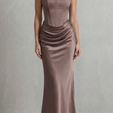 VESTIDO MAXI CORSÉ PALABRA DE HONOR CON DRAPEADO