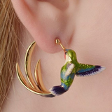 Pendientes Vintage con Colibrí en Emaillado