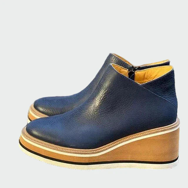 Celia - Elegantes Botines Camel De Cuero Con Plataforma