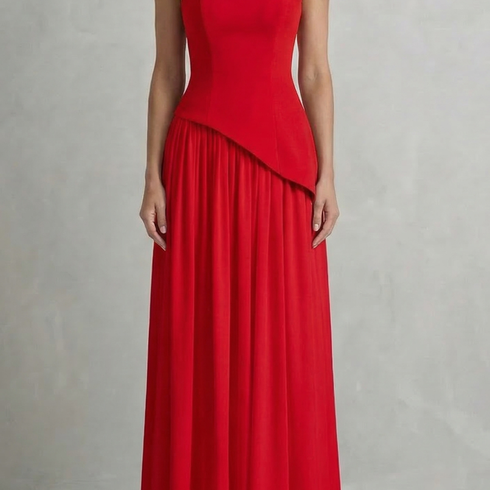 VESTIDO MAXI PALABRA DE HONOR CON DRAPEADO ESCULPIDO