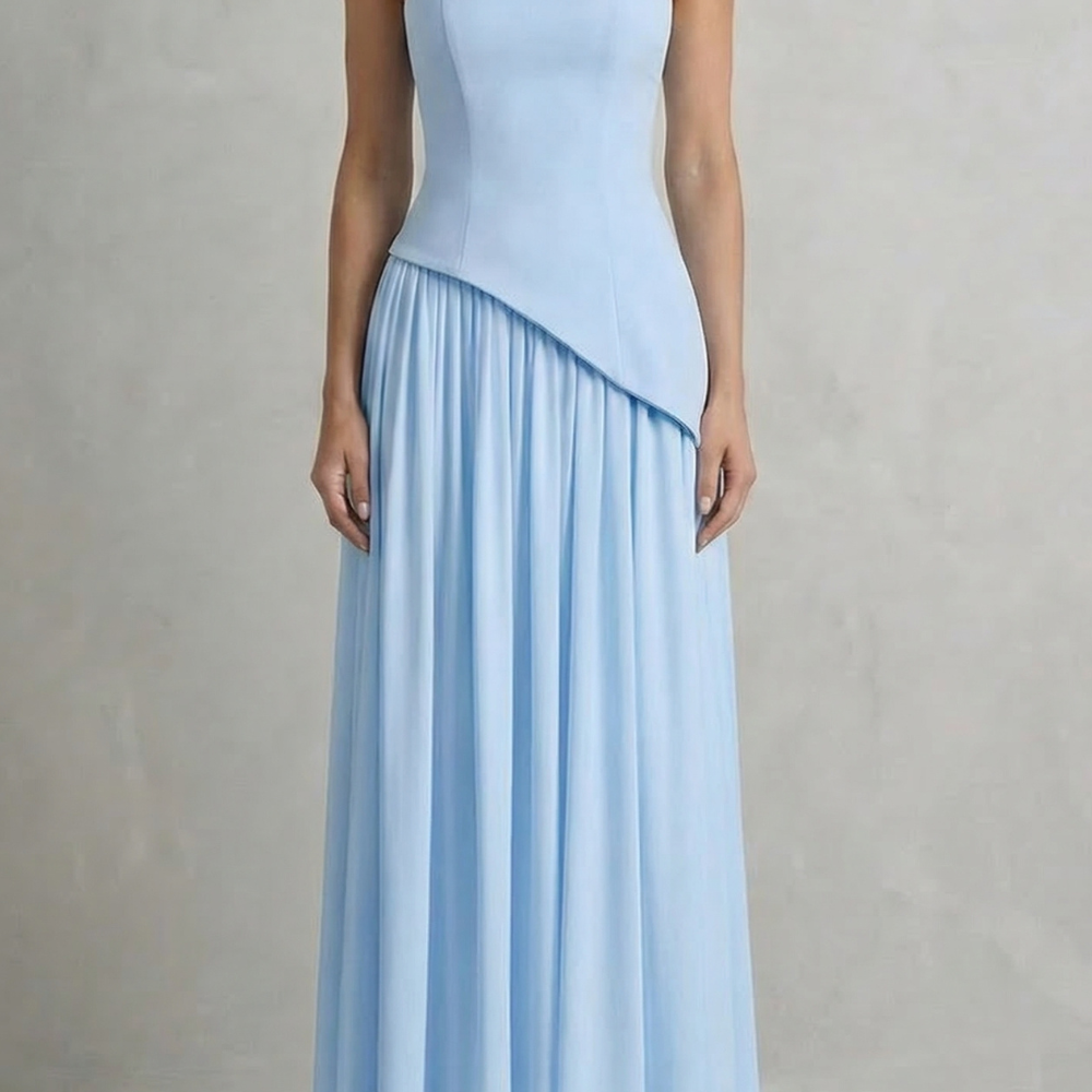 VESTIDO MAXI PALABRA DE HONOR CON DRAPEADO ESCULPIDO