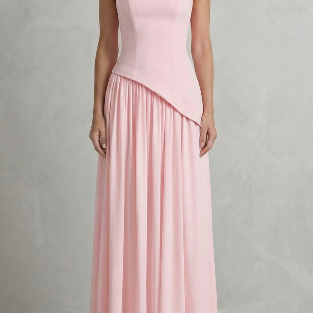 VESTIDO MAXI PALABRA DE HONOR CON DRAPEADO ESCULPIDO