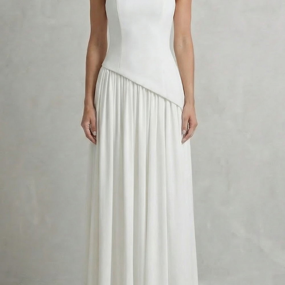 VESTIDO MAXI PALABRA DE HONOR CON DRAPEADO ESCULPIDO