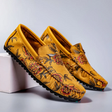 Mocasines florales de piel