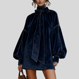 Trinidad - Vestido mini de terciopelo con lazada