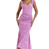 VESTIDO LARGO CON CORSET Y MODELADO ELEGANTE