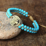 Pulsera Hecha a Mano Árbol de la Vida de Turquesa