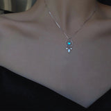 Collar Plateado Luna Cristal Pescador de Sueños