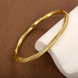 Pulsera de cristal elegante con dos filas en dorado