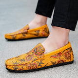 Mocasines florales de piel