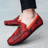 Mocasines florales de piel