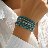 Conjunto de pulseras bohemias con cuentas turquesas