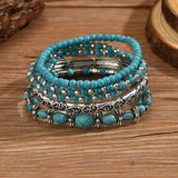 Conjunto de pulseras bohemias con cuentas turquesas