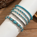 Conjunto de pulseras bohemias con cuentas turquesas