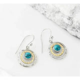 Pendientes bohemios "Saturno" con turquesa en plata y oro