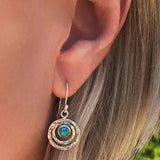 Pendientes bohemios "Saturno" con turquesa en plata y oro