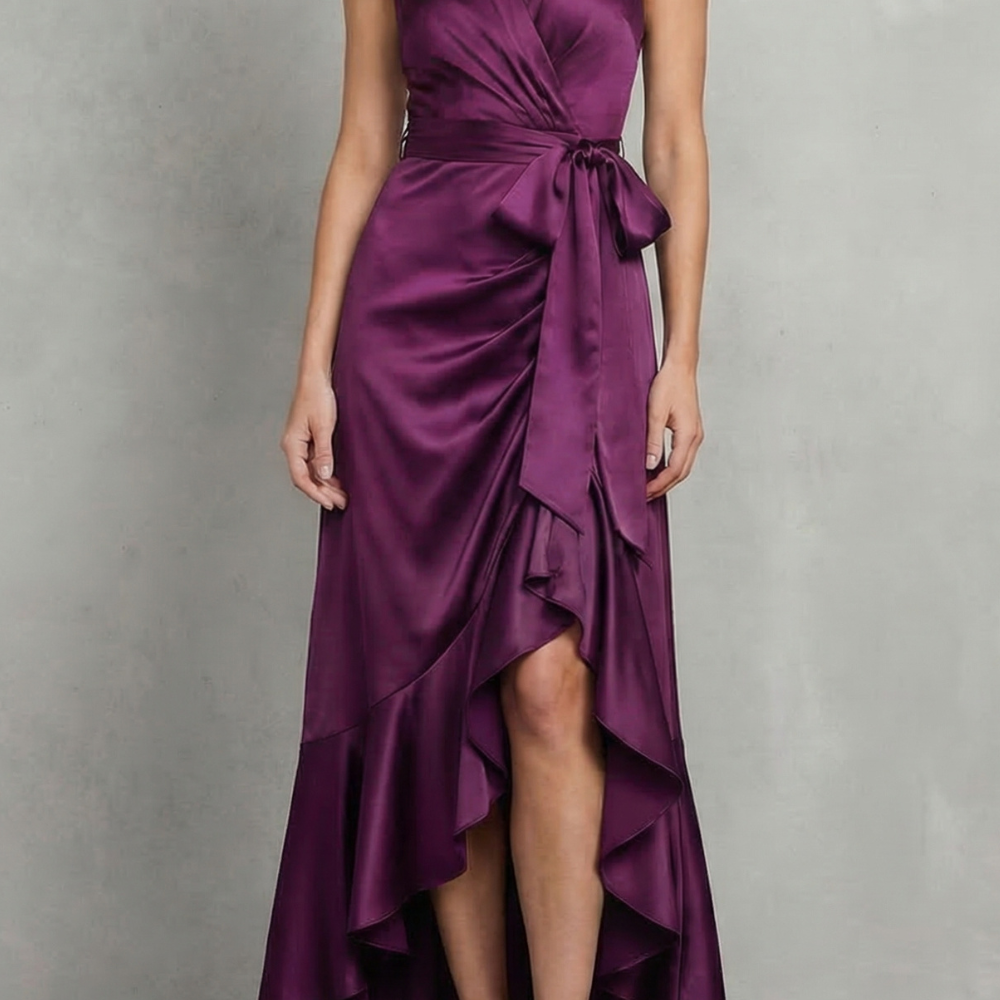 VESTIDO MAXI DE NOCHE CON SILUETA DRAPEADA DE SATÉN