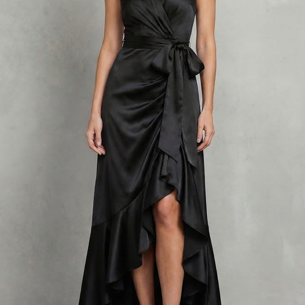 VESTIDO MAXI DE NOCHE CON SILUETA DRAPEADA DE SATÉN