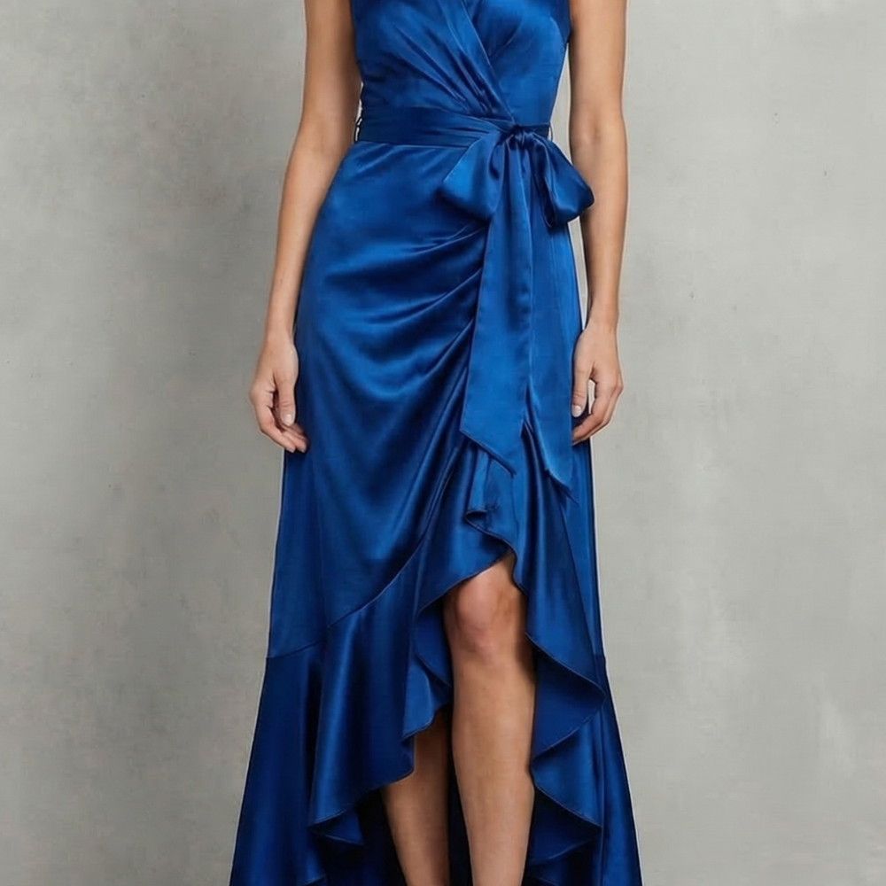 VESTIDO MAXI DE NOCHE CON SILUETA DRAPEADA DE SATÉN