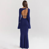 VESTIDO LARGO AJUSTADO CON ESPALDA ABIERTA
