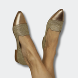 Sofia™ | Mocasines dorados con purpurina
