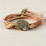 Pulsera de cuero retro con piedras