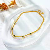 Collar retro de oro de dos capas "Sorella Gem"