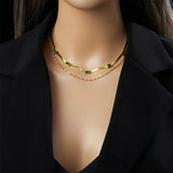 Collar retro de oro de dos capas "Sorella Gem"