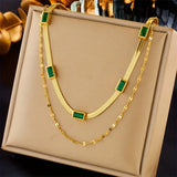 Collar retro de oro de dos capas "Sorella Gem"