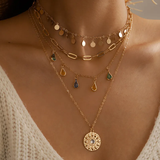 Collar retro de oro sol