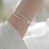 Pulsera de Plata Ajustable con Corazón
