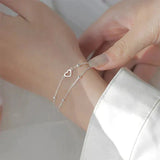 Pulsera de Plata Ajustable con Corazón