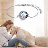 Pulsera Ajustable con Perro Colgante de Plata