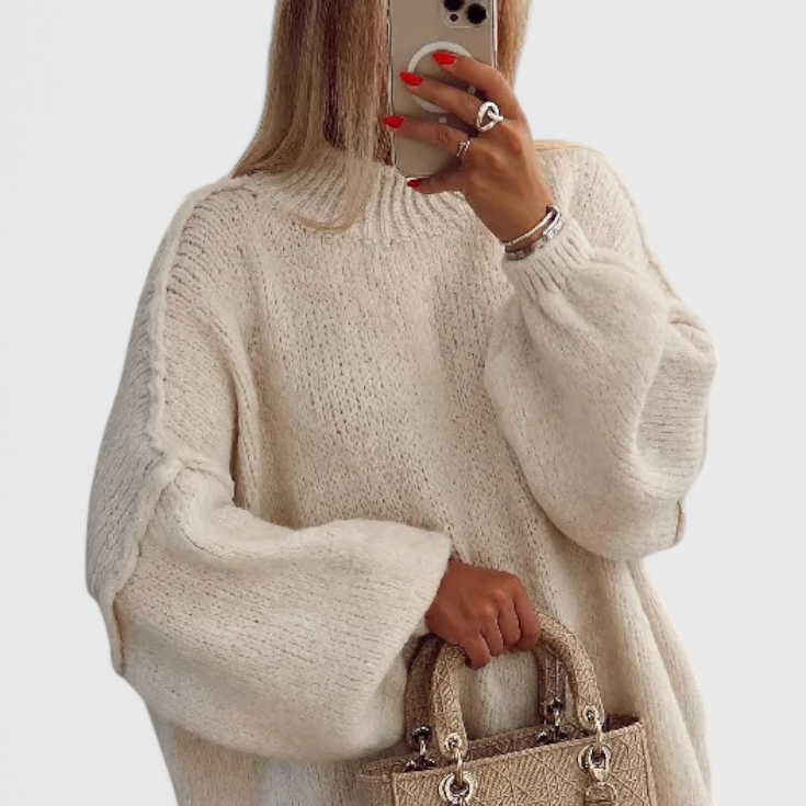Cassia Jersey de Punto Oversized con Mangas Globo