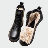 Beatriz - Botas De Invierno En Cuero Con Forro Peludo