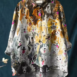Teresa | Blusa Casual con Impresión Artística de Perros