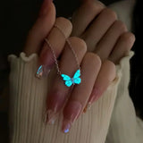 Conjunto de Collar y Pulsera con Mariposa Brillante Azul