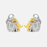 Pendientes de Abrazo en Dos Tonos, Plateado y Dorado