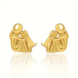 Pendientes de Abrazo en Dos Tonos, Plateado y Dorado