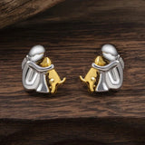 Pendientes de Abrazo en Dos Tonos, Plateado y Dorado