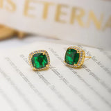 Pendientes "Karina" con piedra esmeralda