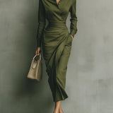 Emilia | Vestido maxi en verde militar