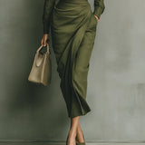 Emilia | Vestido maxi en verde militar